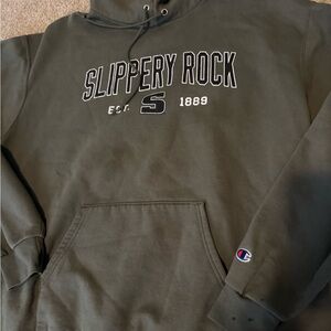 Champion Olive Hoodie - Slippery Rock Graphic